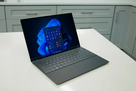 Laptop with a blue screen