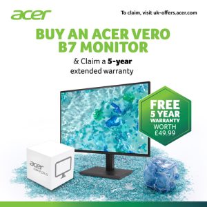 Acer Vero B277G 27" Full HD 16:9 ZeroFrame IPS 120Hz 4ms AdaptiveSync USB-Hub Computer Monitor