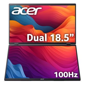 Acer PD193QE foldable portable monitor - Dual 18.5" screens, Full HD (1920x1080), IPS, 100Hz, 4ms, integrated kickstand