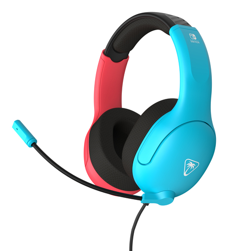 Turtle Beach Airlite Fit Neon Blue and Red Wired Gaming Headset with Flip-to-Mute Mic, Over-Ear Premium Comfort and 40mm Speakers. Officially Licensed fo
