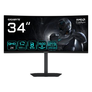 GIGABYTE GS34WQCA 34" WQHD Curved Gaming Monitor - 3440 x 1440, 1500R, 120Hz, 1ms, 300 cd/m², FreeSync Premium, HDR Ready, HDMI 2.0, Displayport 1.4