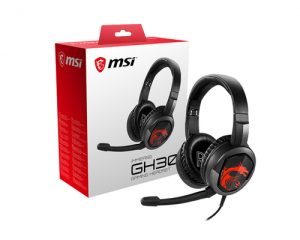 MSI IMMERSE GH30 Gaming Headset 'Black with Iconic Dragon Logo, Wired Inline Audio with splitter accessory, 40mm Drivers, detachable Mic, easy f