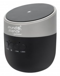 Manhattan Metallic Bluetooth Speaker with Wireless Charging Pad, Decent Sound Output (3W), 3 hour Playback time, Wireless Pad 5W, Integrated Controls,