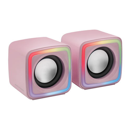 Mars Gaming MSCUBEP Pink Compact RGB Gaming Speakers 8W DSP Sound Processor