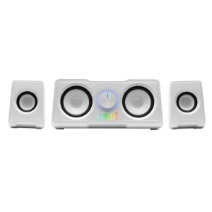 Mars Gaming MS22W Compact Gaming Speakers 2.2 RGB Flow Subwoofer + 4 Active Speakers DSP Sound 35W White