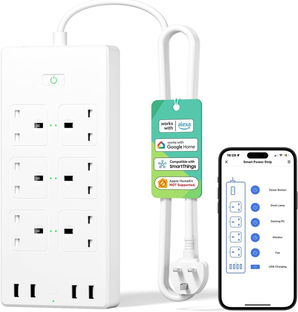 Meross MSS426 UK six-socket power strip (non-HomeKit)