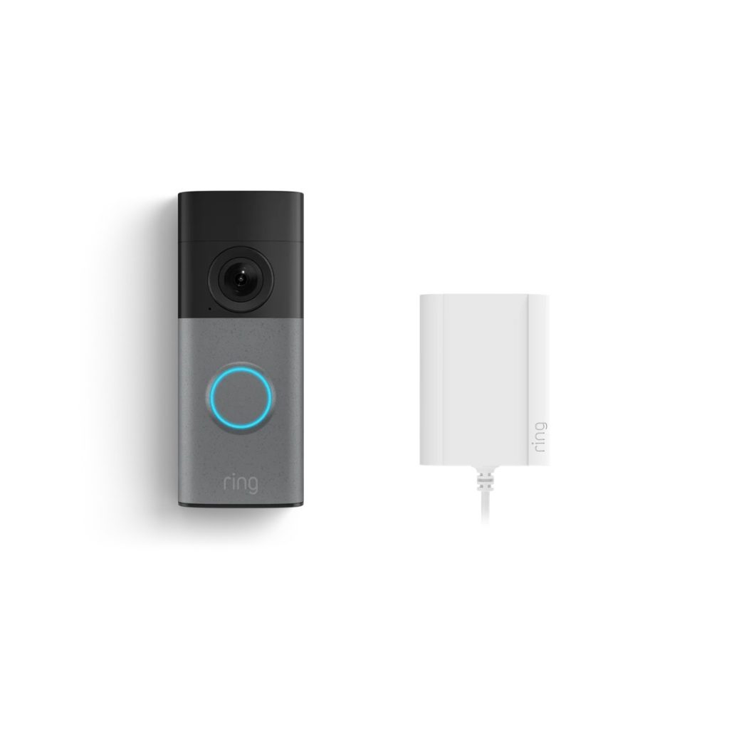 Ring Wired Video Doorbell 2K with Plug-In Adapter (Speckled Grey)