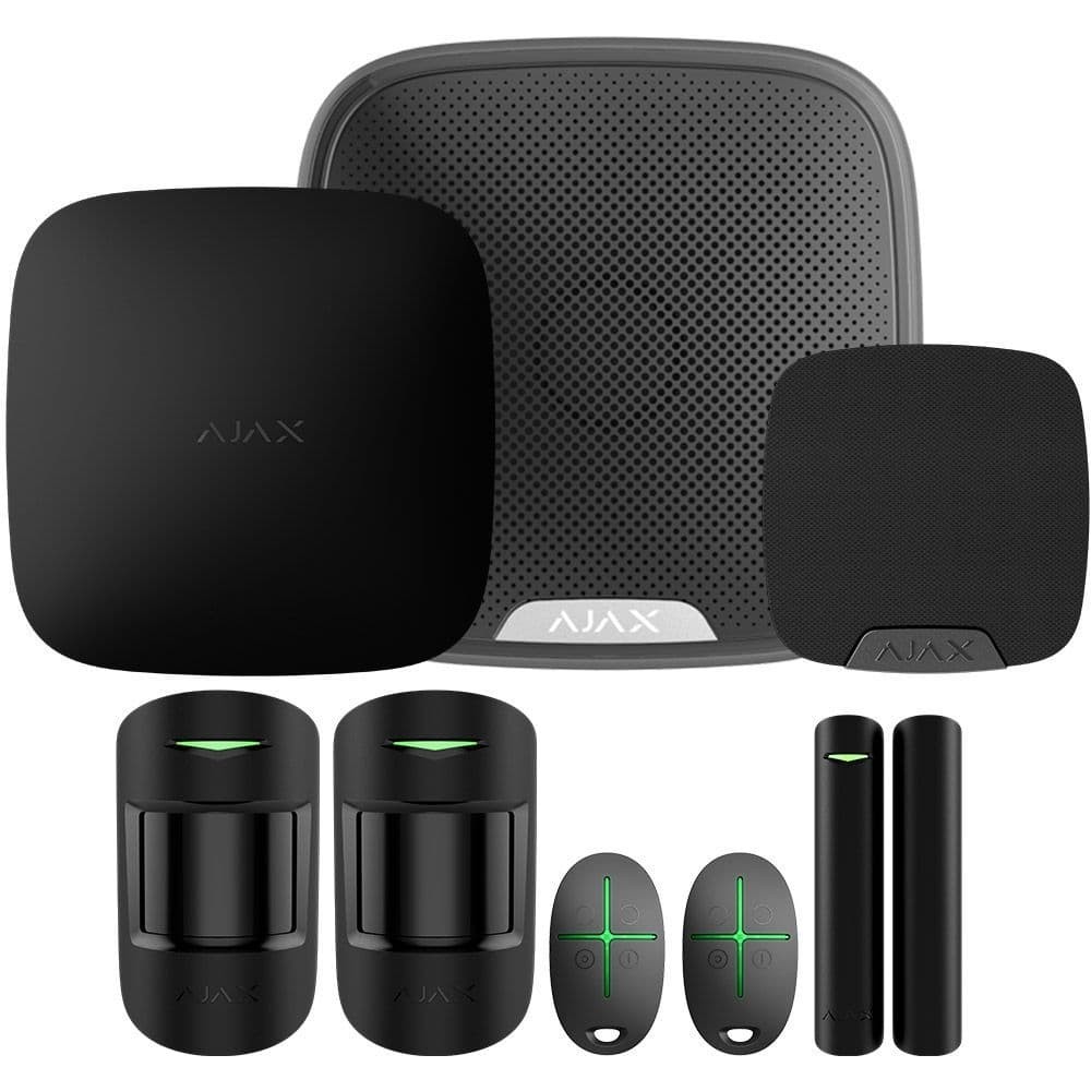 Ajax Kit 3 Hub 2 with MotionProtect U, Key Fobs and StreetSiren - Black